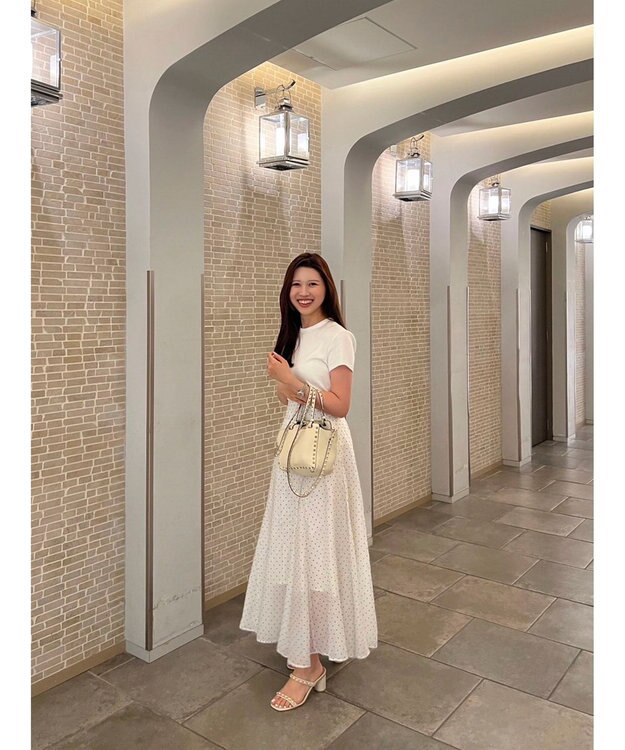 Green Parks AnriettMusee ドットフレアーロングスカート Off White