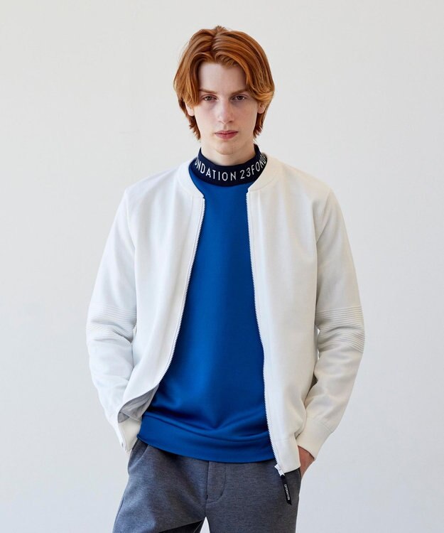 23区GOLF ウォッシャブルでお手入れも楽！【23Fondation/MEN】ニットブルゾン ホワイト系