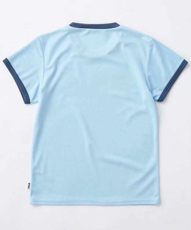 OP／FILA 【FILA】ブランドロゴ半袖リンガーTシャツ サックス