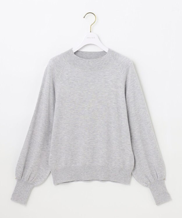 ANY SIS 【洗える】カシミヤブレンドパフ袖 ニット ライトグレー