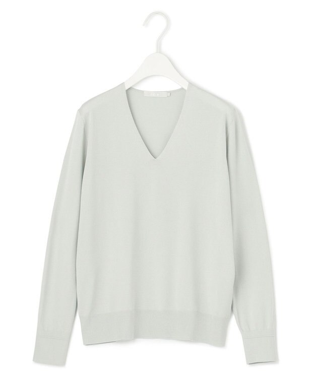 ICB 【WEB限定カラーあり・接触冷感・UVケア・洗える】 シンセティックハイゲージ Vネックプルオーバー アイスグレー系