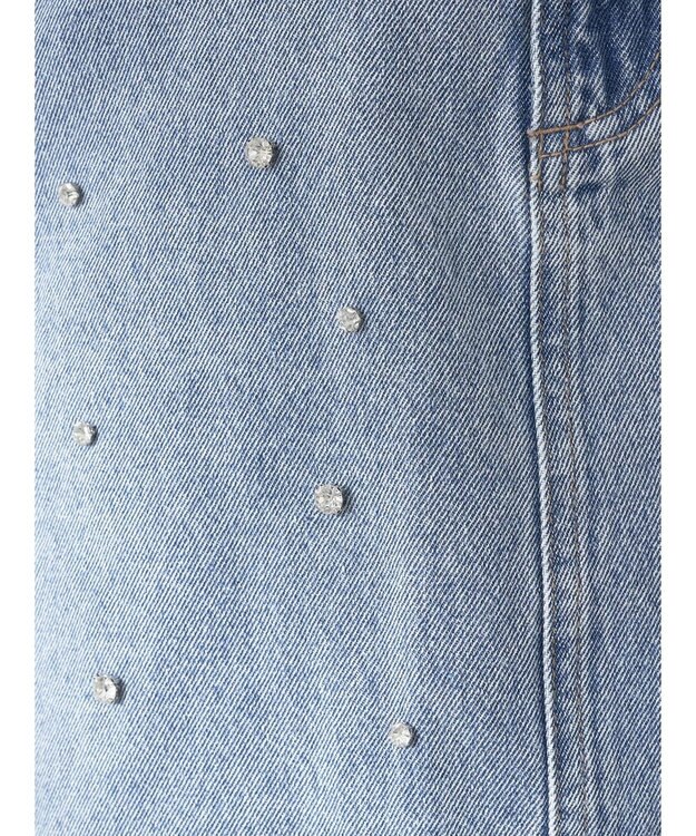 earth music&ecology ビジューデニムミニスカート Light Indigo