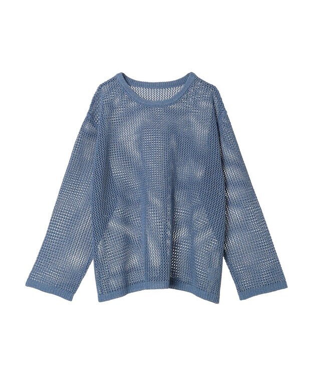 earth music&ecology ラメメッシュプルオーバー Blue