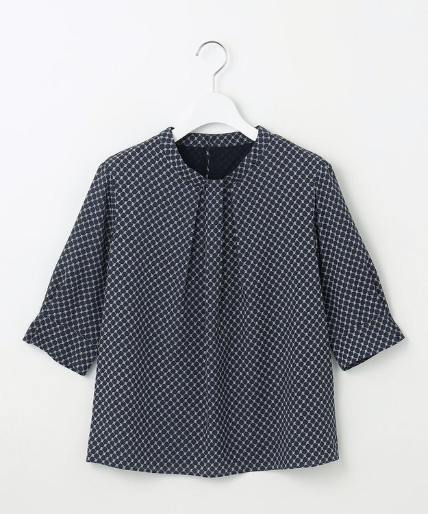 J.PRESS LADIES L モノグラムプリント ボウタイ風 カットソー ネイビー系5