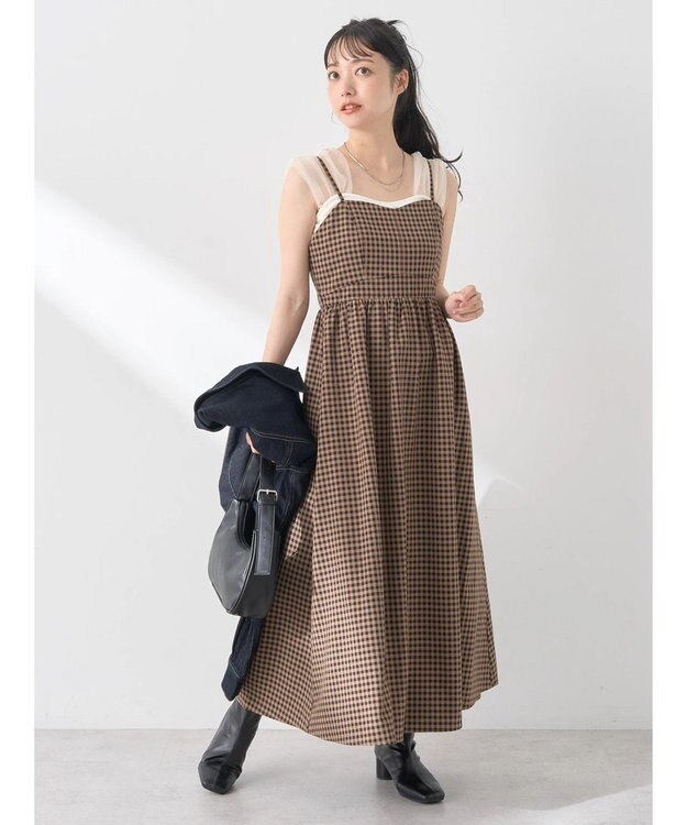 earth music&ecology チュールドッキングカップ付キャミソール Ivory