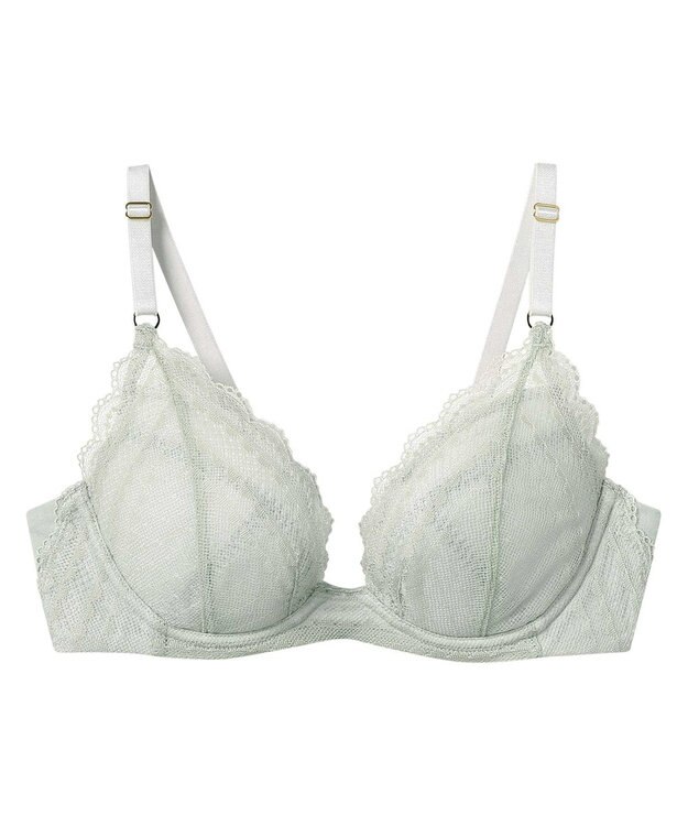 une nana cool リニューアル【綿混】ビタードットコットン 3/4カップブラ セージグリーン