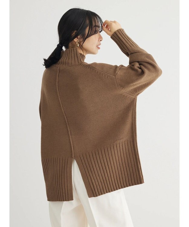 Green Parks 洗える　バックスリットニットプルオーバー Brown