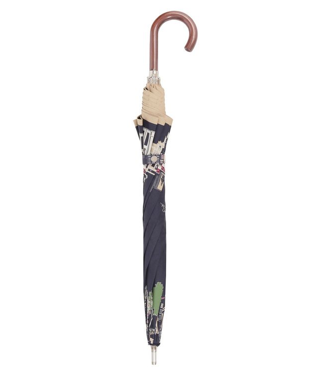 MOONBAT DAKS(ダックス) 晴雨兼用日傘 長傘 カラフルな街並み フワクール生地使用 ネイビーブルー