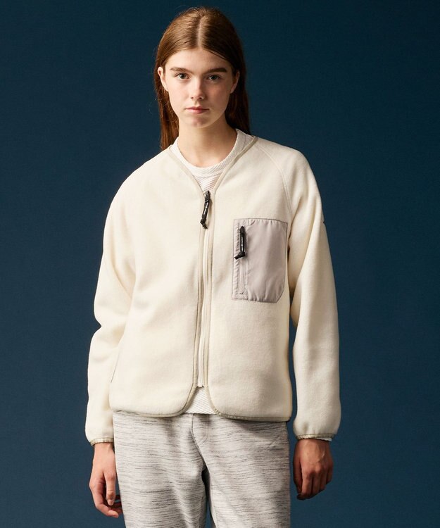 JOSEPH ABBOUD MOUNTAIN 【軽量】ライトフリースカーディガン アイボリー系