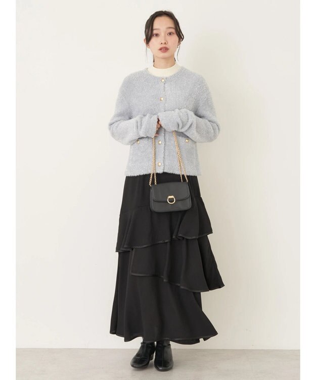 earth music&ecology キラキラシャギーカーディガン Light Gray