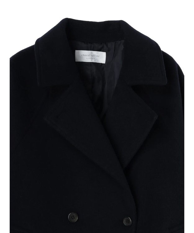 Green Parks ビーバー調テーラードカラーコート Navy