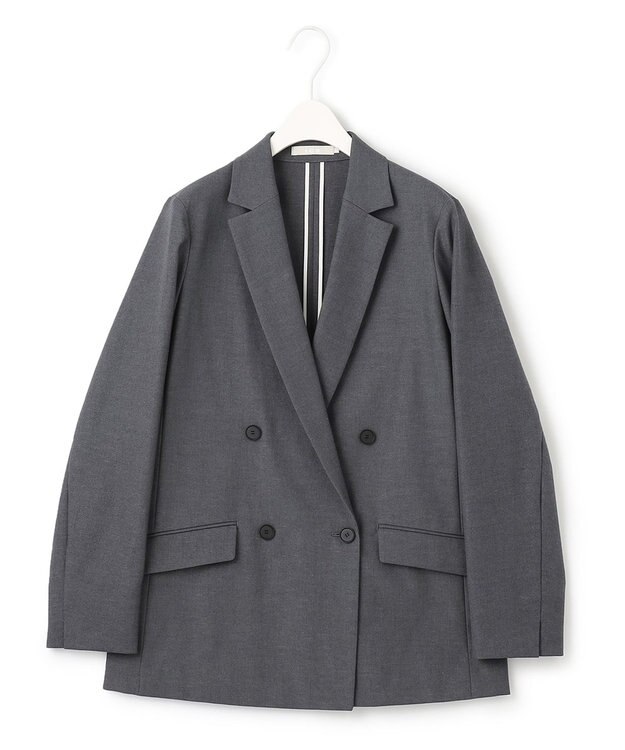 ICB 【セットアップ対応・洗える】 LooseWeave ダブルブレストジャケット チャコール系