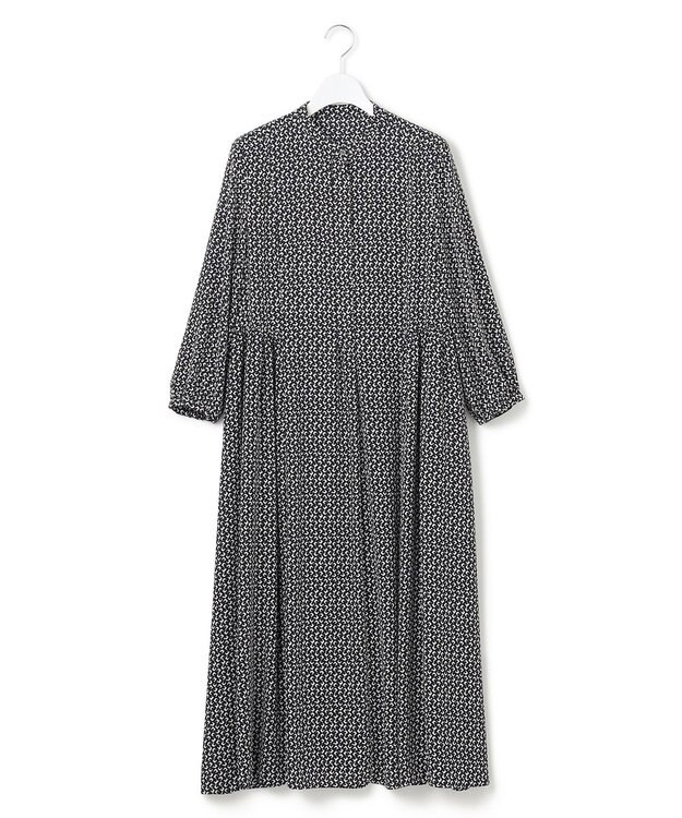 23区 L 【洗える】モダンジオメトリックプリント ワンピース ブラック系