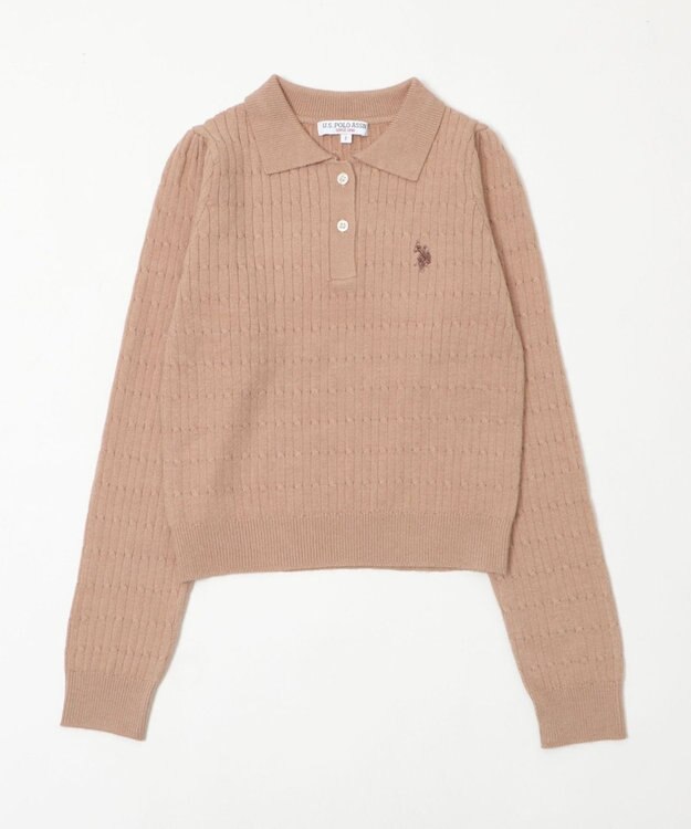 WEGO 【WEB限定/25年秋冬新作】別注USPOLOケーブルニットポロ ベージュ