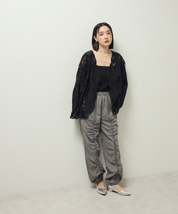 Green Parks ・ＥＬＥＮＣＡＲＥ　ＤＵＥ　レーシーカーディガン Black