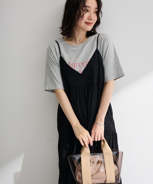 Green Parks シャーリングティアードキャミワンピース Black