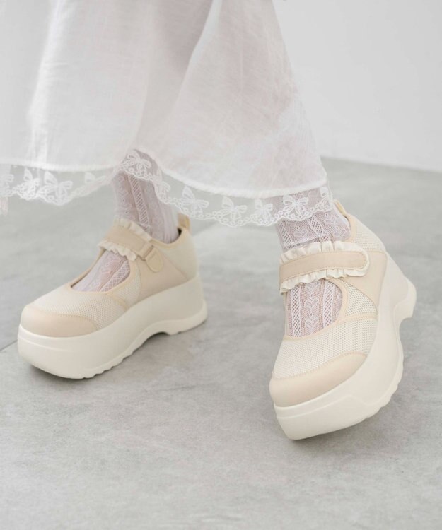 WEGO フリルベルクロシューズ ホワイトアイボリー