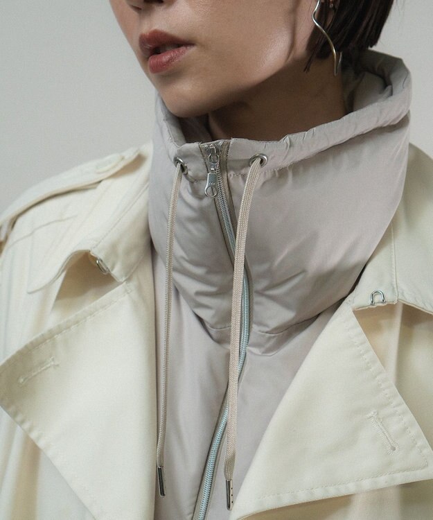 KWD 【日本製】STAND COLLAR DOWN PARTS グリーンダウン スタンドカラーダウンパーツ グレージュ