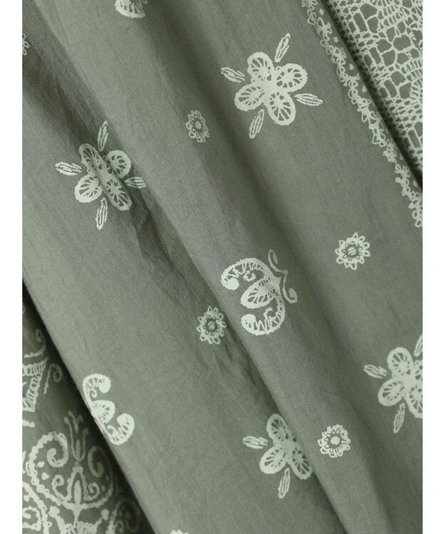 CRAFT STANDARD BOUTIQUE パネル柄ウエスト切り替えボリュームワンピース Light Green