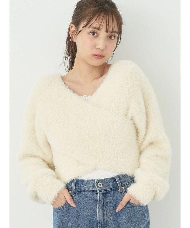 earth music&ecology ファークロスニットプルオーバー Ivory