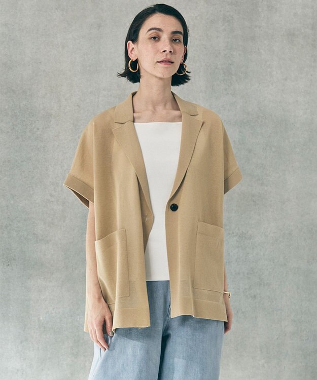 UNFILO シアーフォルムニット ジャケットジレ サンドベージュ