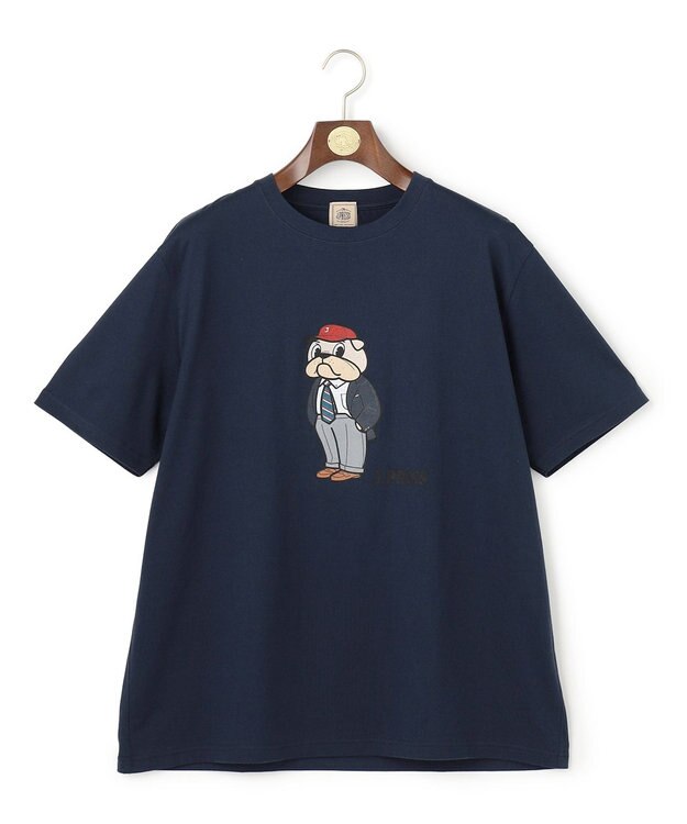 J.PRESS MEN 【KING SIZE / BULLDOG BOY】プリント Tシャツ ネイビー系
