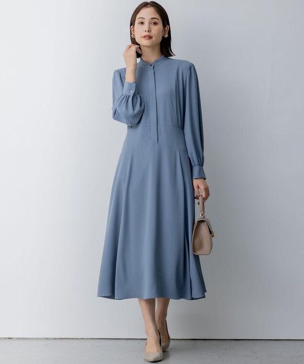 組曲 L 【WEB限定】バックサテンジョーゼット ワンピース ブルー系