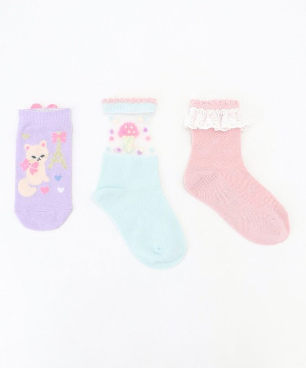 ANY KIDS 【3点セット】ソックス (サマーモチーフ) ライラック系