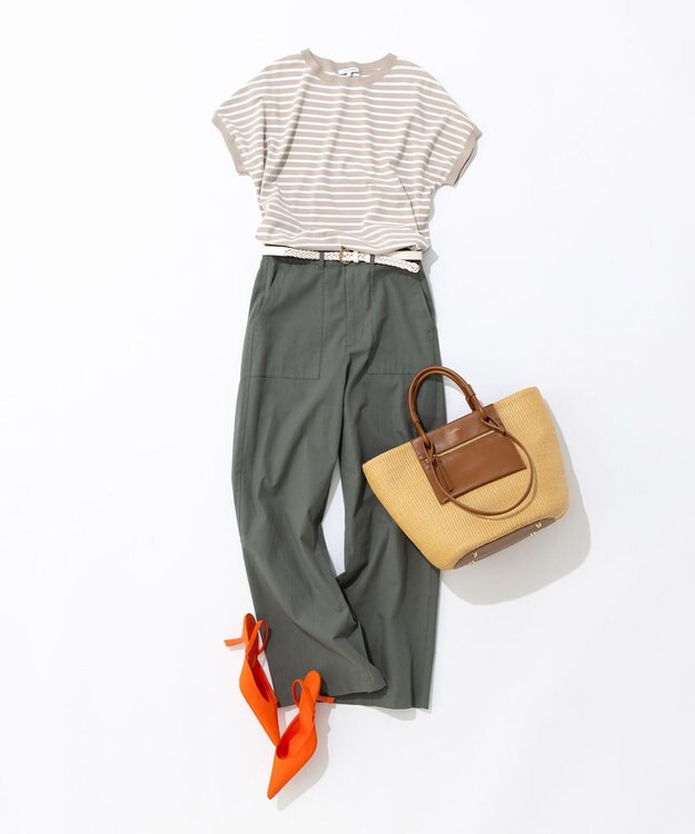 23区 雑材 トートバッグ ナチュラル×ブラウン