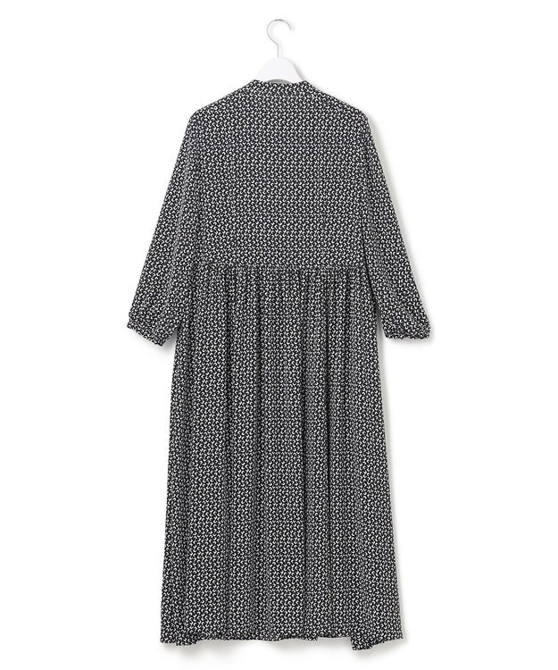 23区 L 【洗える】モダンジオメトリックプリント ワンピース ブラック系