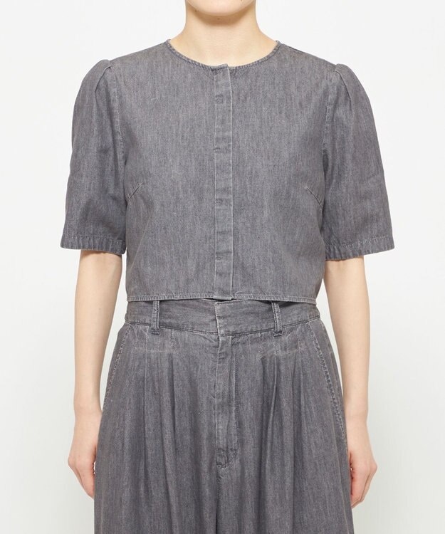 uncrave ライトデニム パフスリーブブラウス グレー