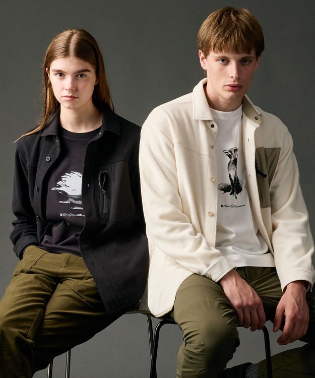 JOSEPH ABBOUD MOUNTAIN 【ライトシャツアウター】ハイカウントマイクロフリースシャツ アイボリー系