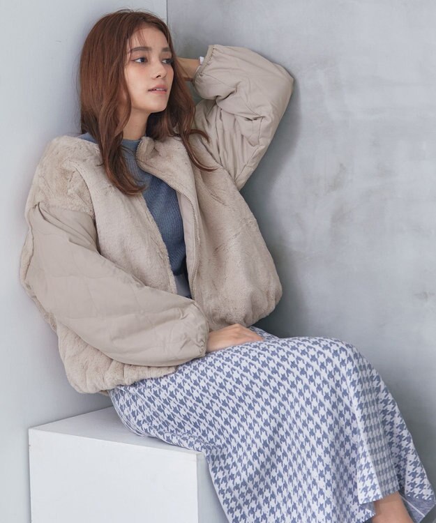 Tiaclasse 【リバーシブル】キルティングエコファー2WAYブルゾン アイボリー