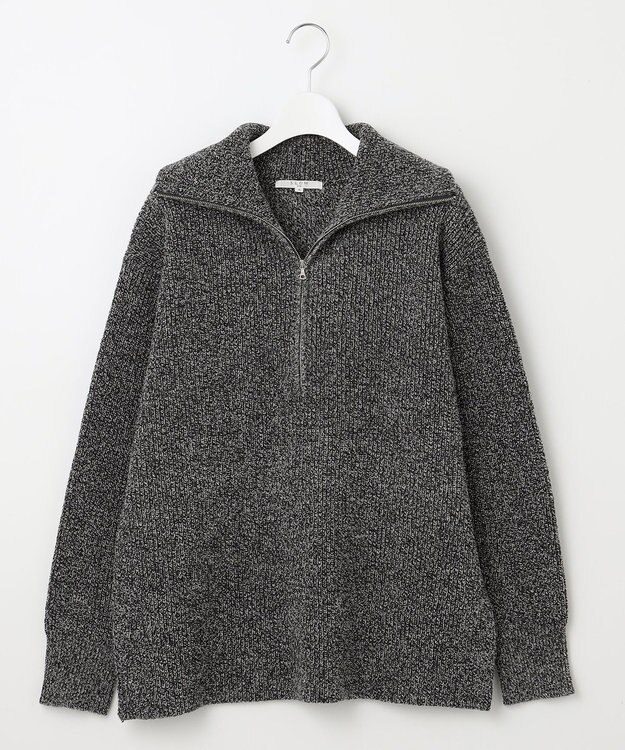 23区 【SLOW/一部店舗限定】ニットトータル ハーフジップ ニット オフ×ブラック杢