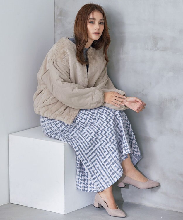 Tiaclasse 【リバーシブル】キルティングエコファー2WAYブルゾン アイボリー