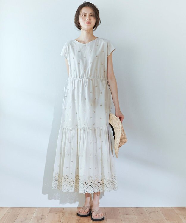 23区 ラフィアデザイン ブリムハット ベージュ系