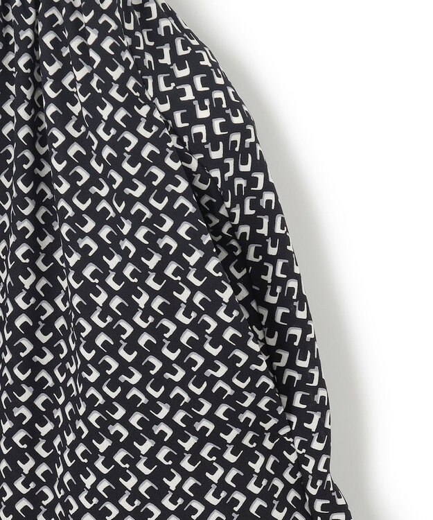 23区 L 【洗える】モダンジオメトリックプリント ワンピース ブラック系