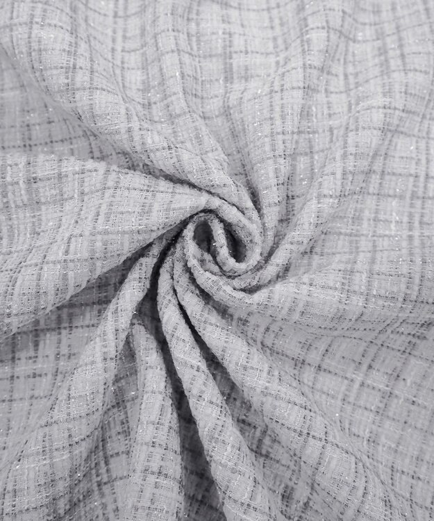 Tiaclasse 絶妙なMIXカラーのツイード素材で存在感溢れるタックワンピース グレー