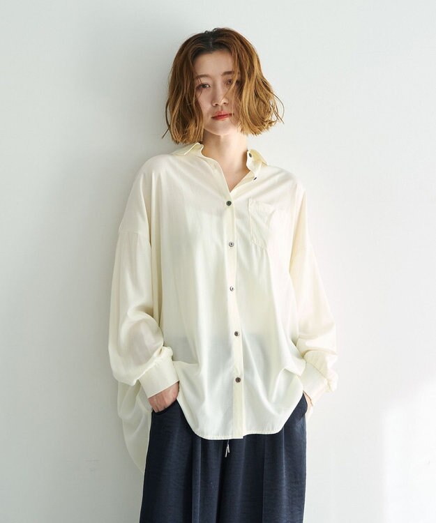 YECCA VECCA バックギャザーロングシャツ Ivory