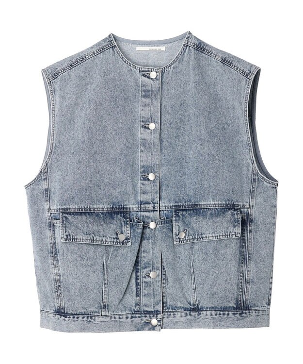 Green Parks ・ＥＬＥＮＣＡＲＥ　ＤＵＥ　ノーカラーデニムベスト Blue