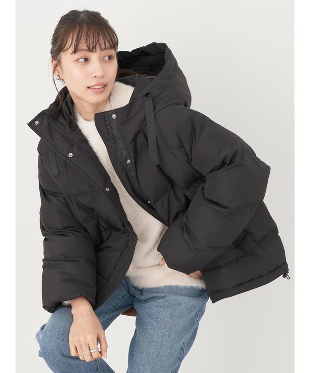 earth music&ecology フーディー中綿ブルゾン Black