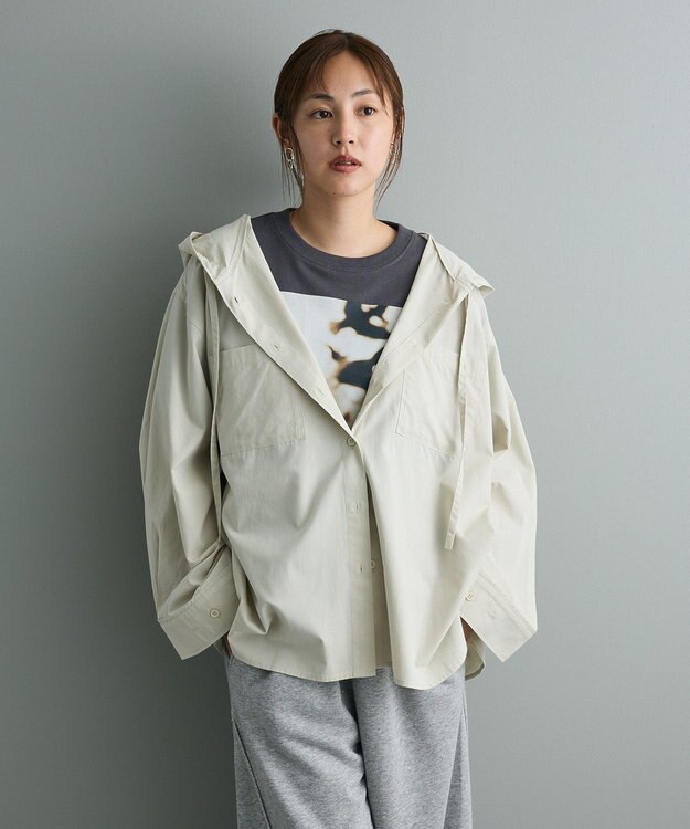 CRAFT STANDARD BOUTIQUE フーディーオーバーサイズシャツ Light Beige