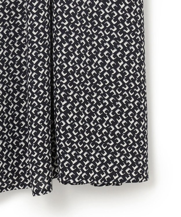 23区 L 【洗える】モダンジオメトリックプリント ワンピース ブラック系