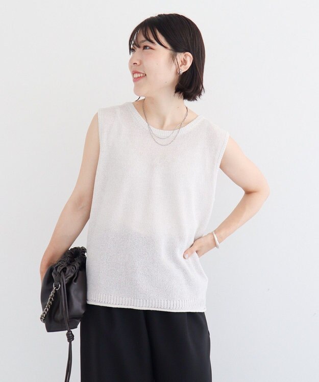 Green Parks 前後２ｗａｙ　ミックスカラーノースリーブニット Light Gray