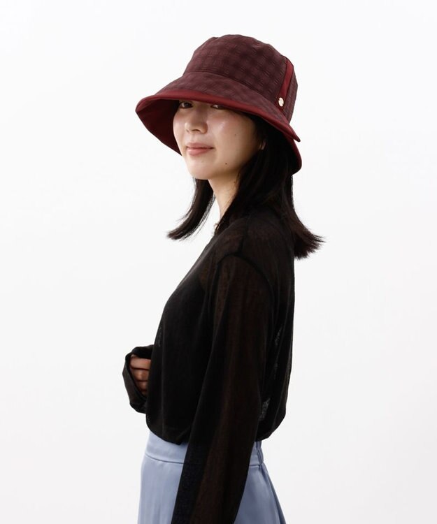 AURORA 【 LANVIN COLLECTION（ランバン コレクション） 】切り替えクロッシェハット ワイン