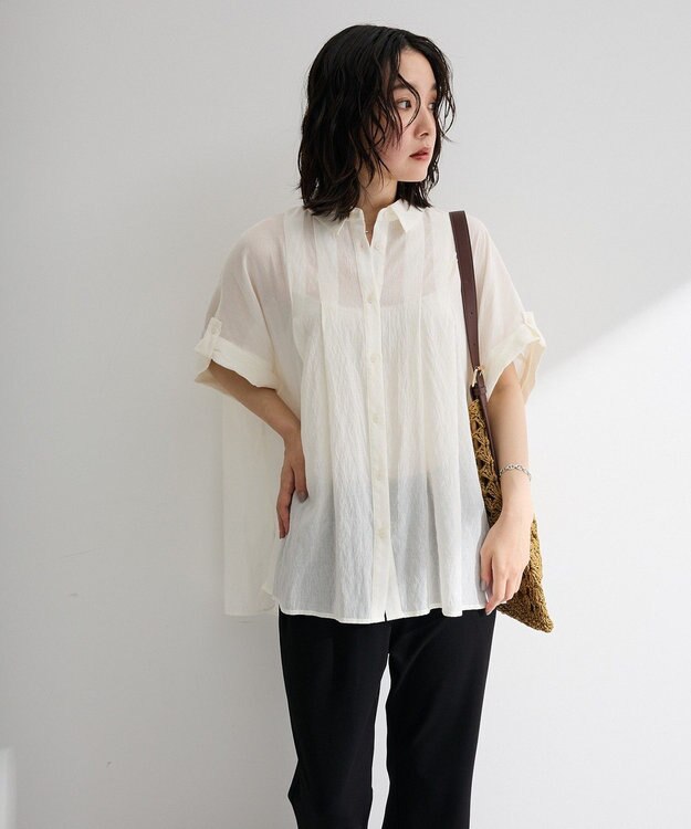 Green Parks タック入りオーバーサイズシャツ Off White