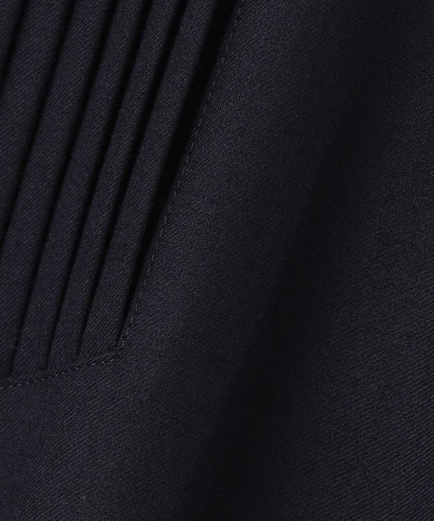 23区 L 【CLASSY.コラボ/洗える】ウールストレッチツイル ピンタック ワンピース ネイビー系