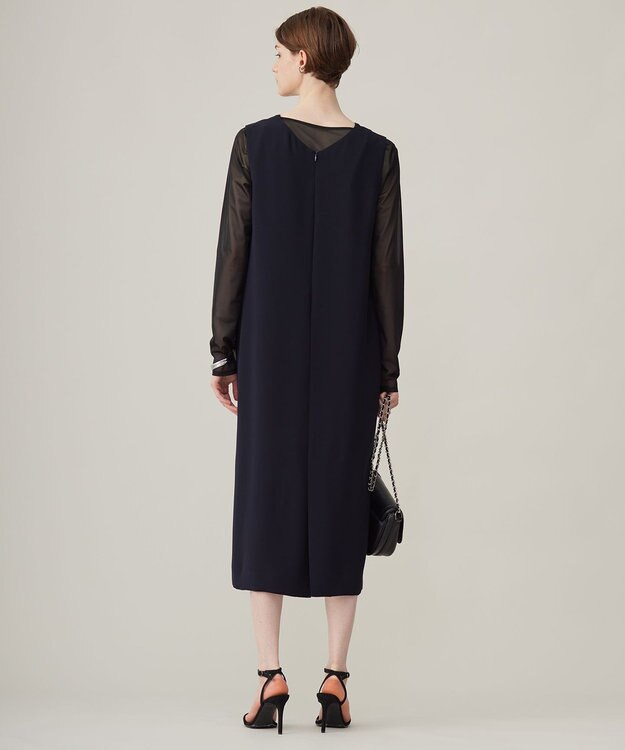 ICB L 【洗える】 マットトリコットチュール シアーカットソー ブラック系