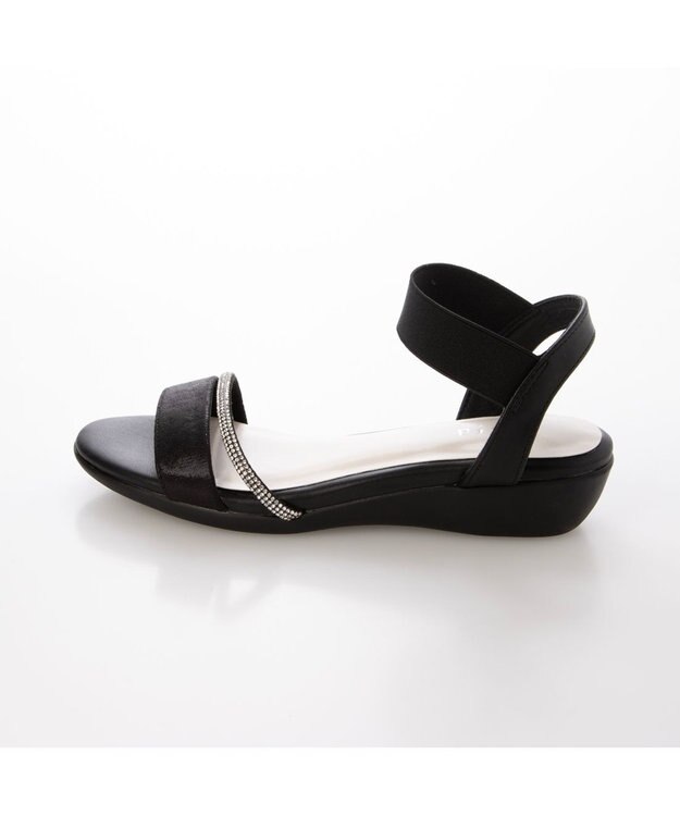 ing <Pitti>【WEB限定】ラインストーンウエッジサンダル ブラック