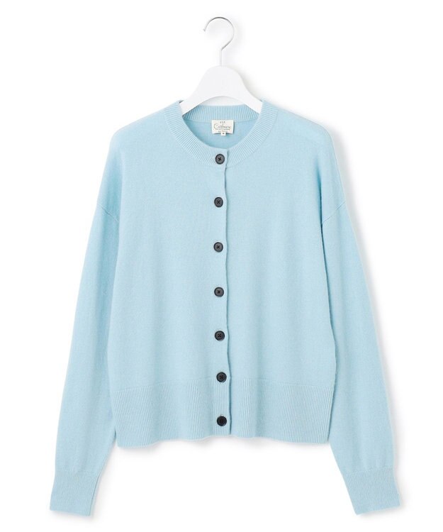 23区 L 【見上愛さん着用/STORY掲載】ピュアカシミヤ クルーネック カーディガン スカイブルー系